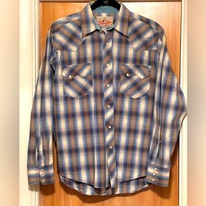 Wrangler plaid Blue and grey with Shiny silver thread detail…Sharp!!